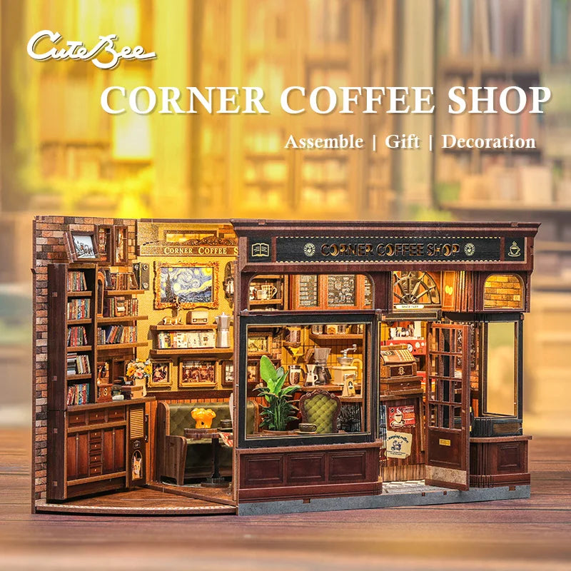 CUTE BEE Corner Coffee Shop Book Nook